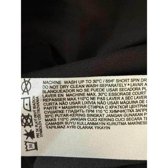 Mango Black Asymmetrical Satin Dress With Puffed Sleeve & Ruffled Hem Sz US 10 - Picture 10 of 13